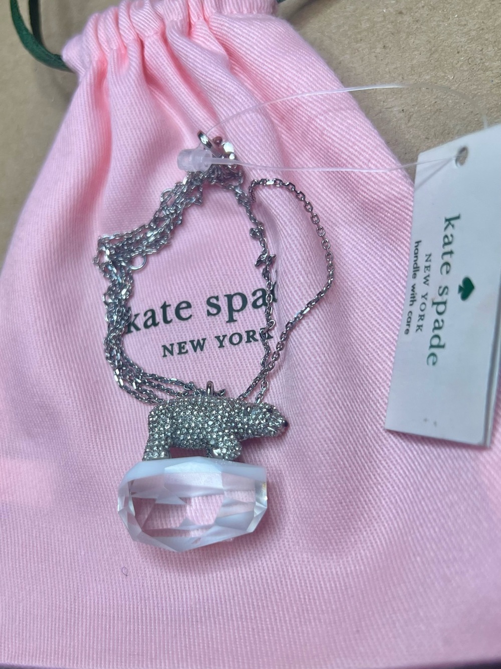 Kate Spade Arctic Friends Polar Bear pave stmt pendant necklace (Retail $129)